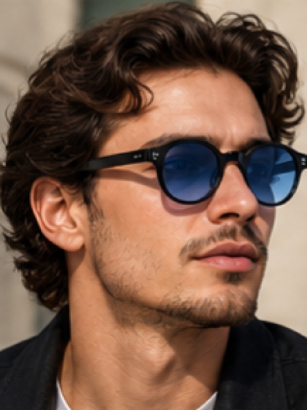 Unisex Blue Lens Round Sunglasses - Stylish UV Protection Polarized